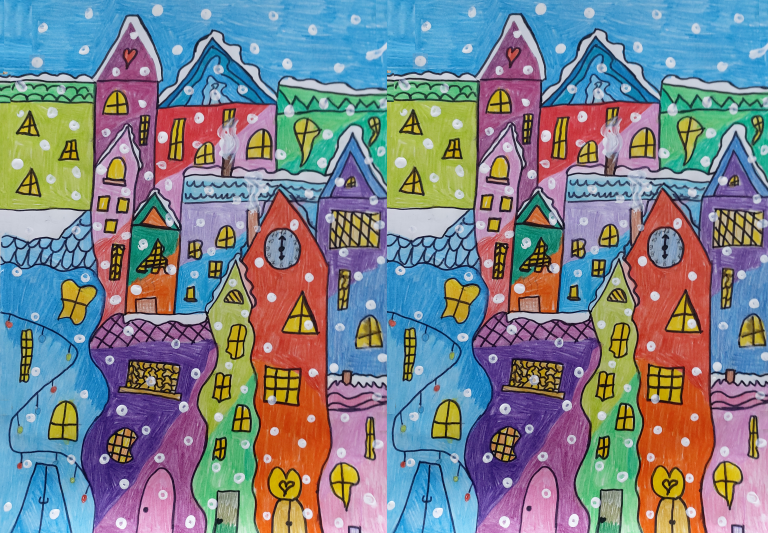 Häuser im Winter doppelt